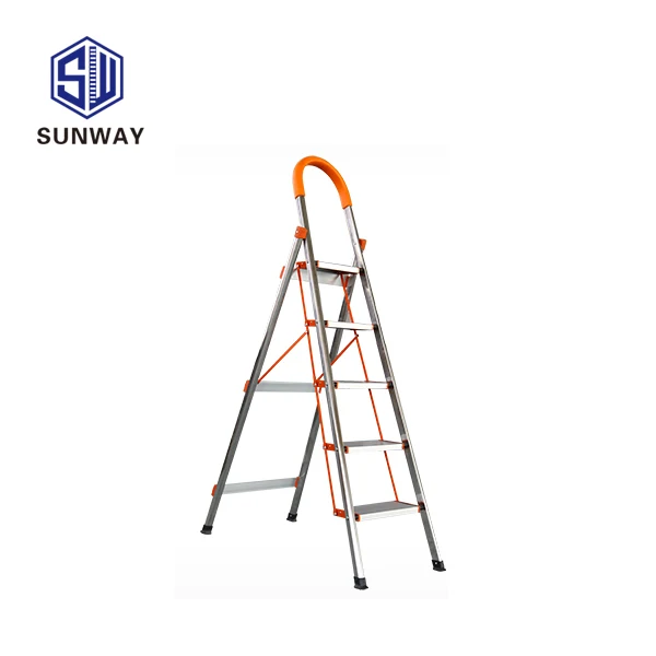 SW-HL105 D Type 5 Steps Home Fixing Use Folding Household Ladder With Handrail