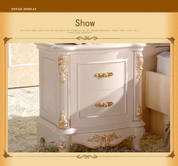 high quality bed Fashion European French Carved bed nightstands o1244