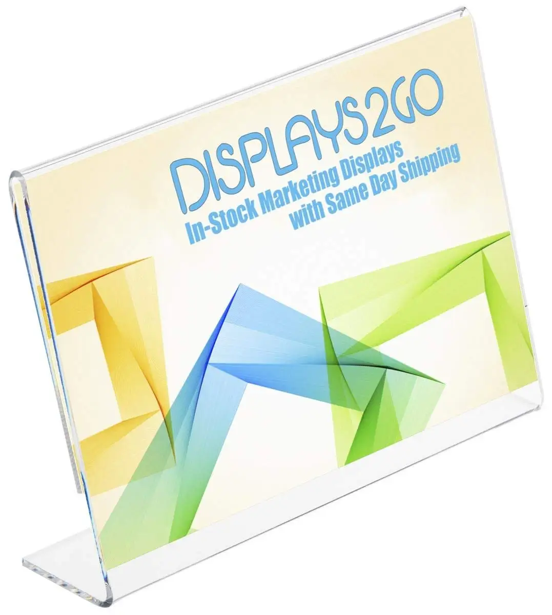 Set of 20, Lucite Sign Holders, Clear Acrylic Desktop Picture Frames Accommodate 7”w x 5”h Promotions, Slant Back Angled Display