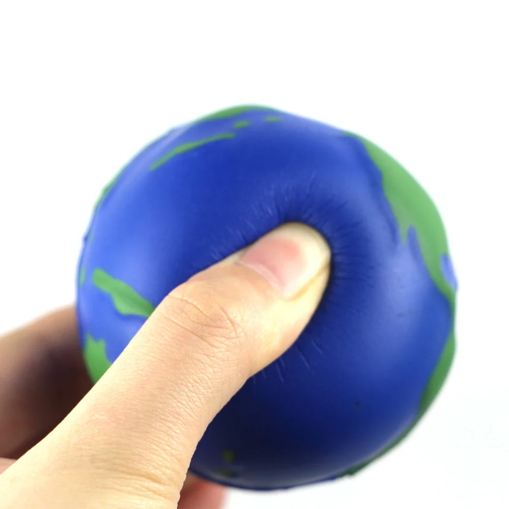 Blue Earth Globe Shape Stress Ball,Custom Printing Pu Soft Foam Stress