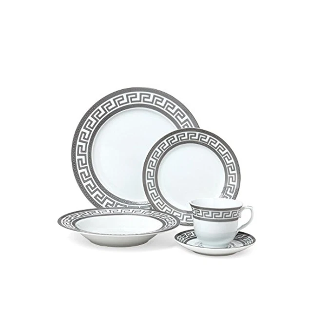 78pcs 87pcs Microwave Safe Ceramic Porcelain Gold Plated Dinner Set For