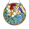 Peacock Round Stained Glass Hanging Window for Home Decoration Tiffany Style