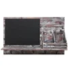 Factory custom rustic wooden wall mounted coat rack organizer entryway mail sorter rack with hooks and chalkboard