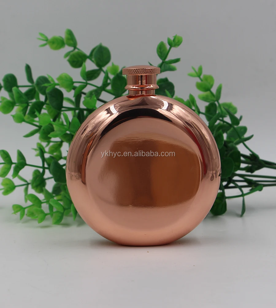 Copper Around Hip Flask,18/8 Ecofriendly Stainless Steel 6oz Copper