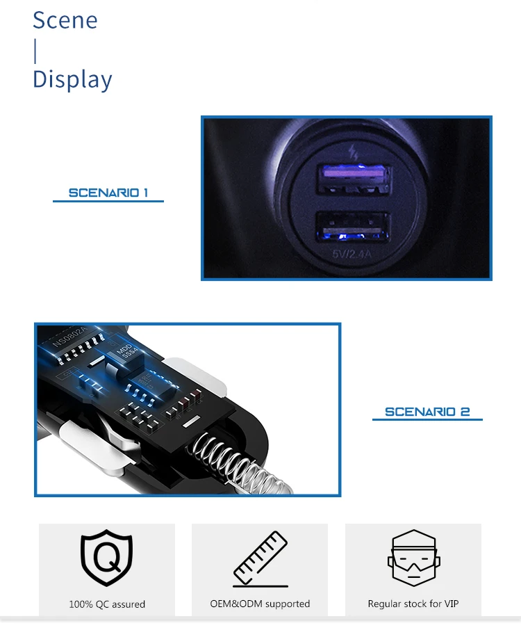 Consumer electronic car accessories mobile phone 12v quick charge 3.0 dual usb car charger 5v/2.4a fast charging for smartphone