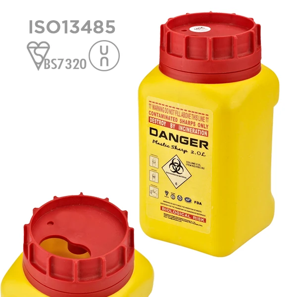 Rectangular DMS-S1.7 Sharps container 1.7 Liters red or yellow Needle Sharps Container
