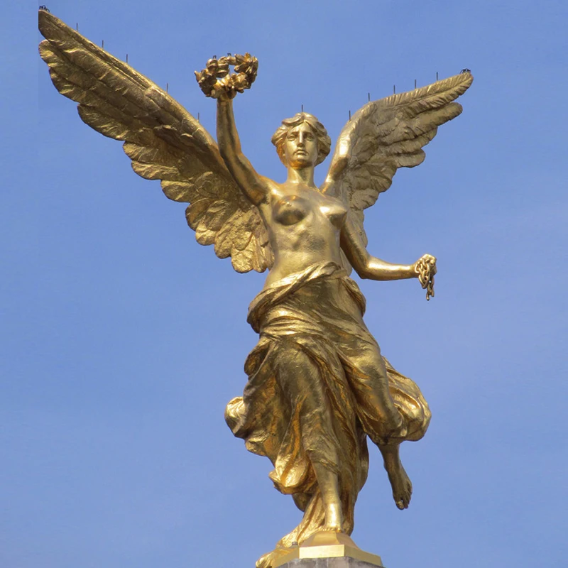 Life Size Gold Bronze Half Naked Angel Athena With Olive Wreath