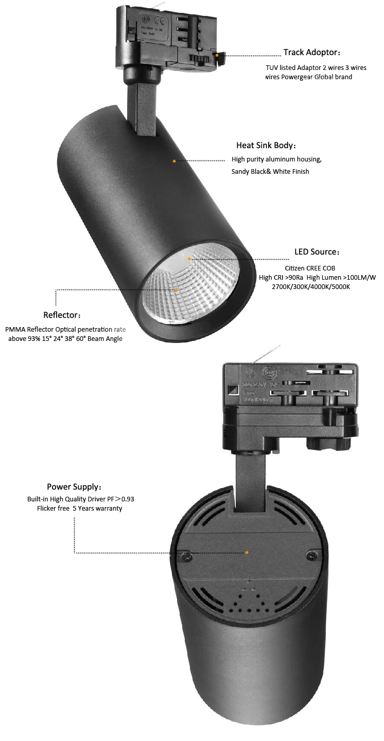 Saa Ce Rohs 25w High Cri Citizen Track Linear Light Led Linear Track ...