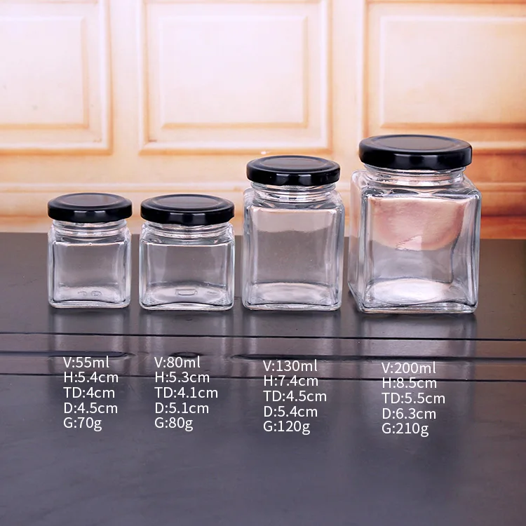 square glass honey jar cheap jam jars with metal lids