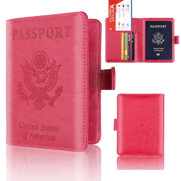Caja de Regalo Inspiring Adventures Cartera de Pasaporte Bloqueo RFID de Cuero Brexit Blue Titular de Pasaporte Premium