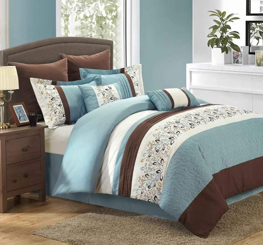 Elegant Striped Design King Size Embroidered 100 Cotton Bedsheets With