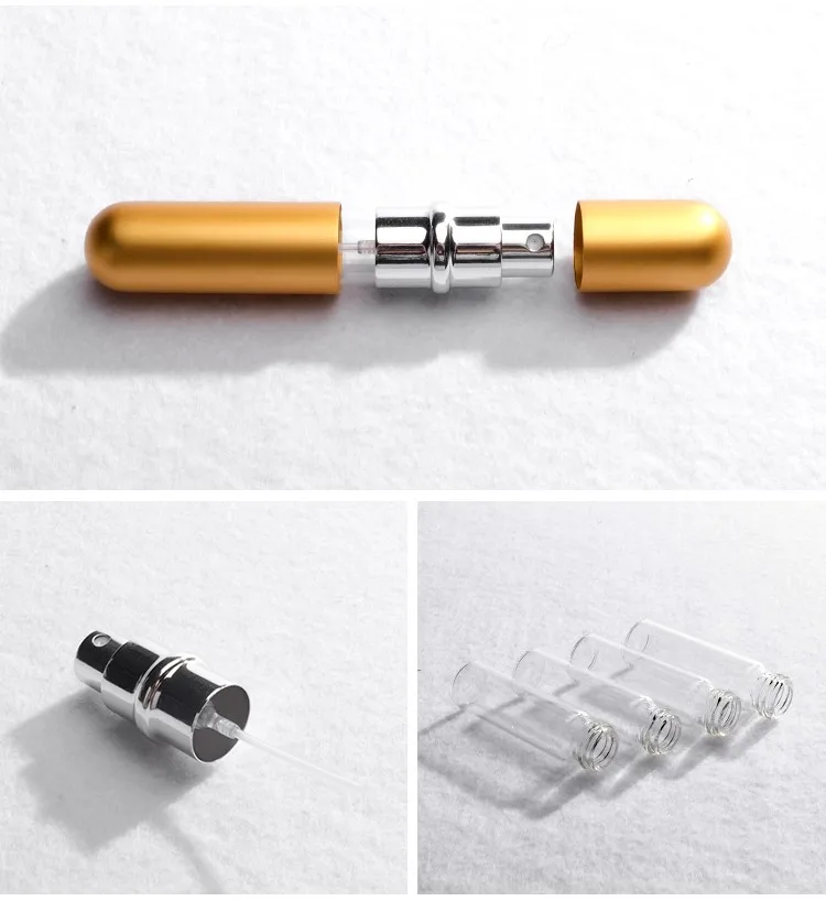 Mini 5ml 8ml 10ml 12ml Bullet Shaped Refillable Aluminum Perfume Glass ...