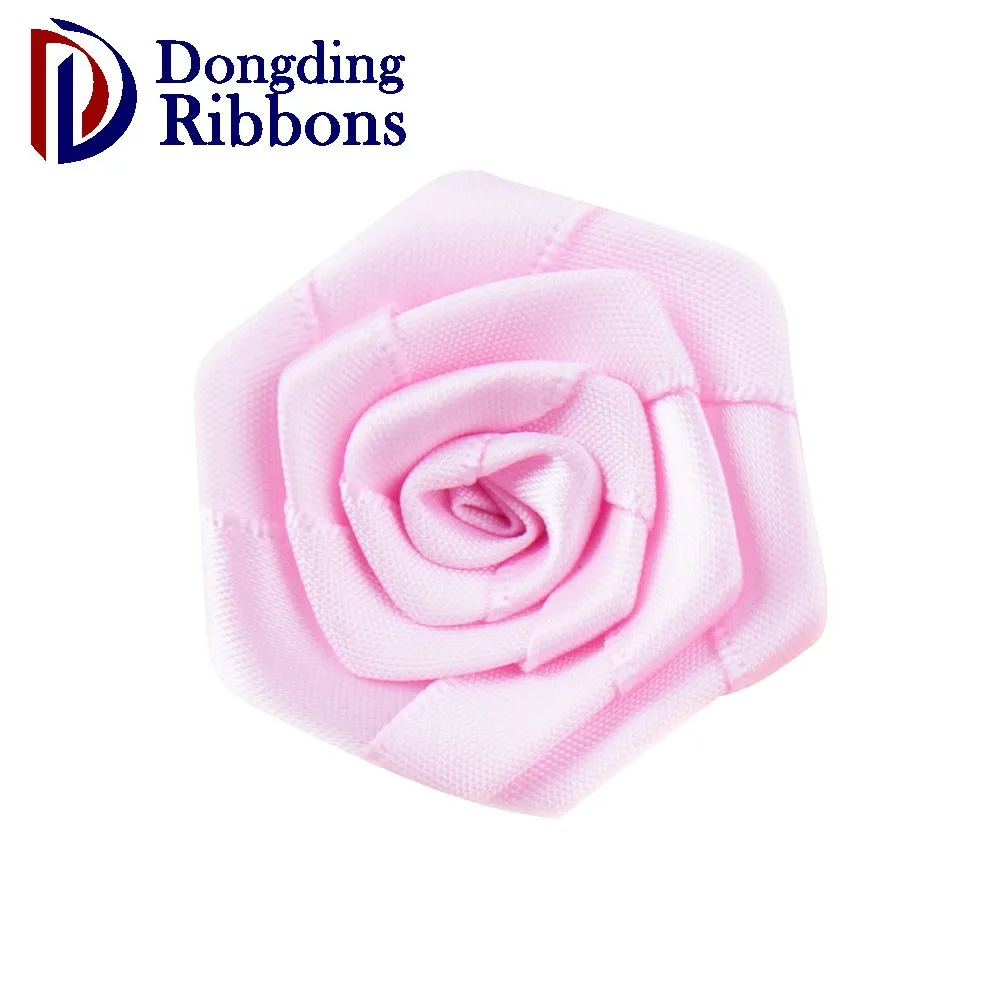 Wholesale Custom Various Color Rose Trim Handmade Satin Ribbon Flower