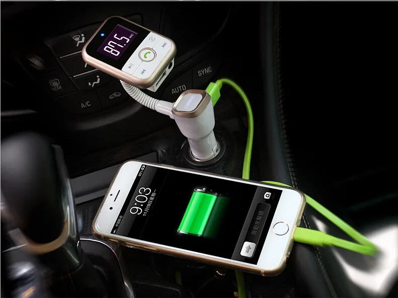 Quick Car Charger Mini Portable Wireless Charger Fm Radio Mp3 Dual Usb