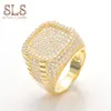 Manufacturer Custom made design hip hop men solid gold rings model zircon ring gold
