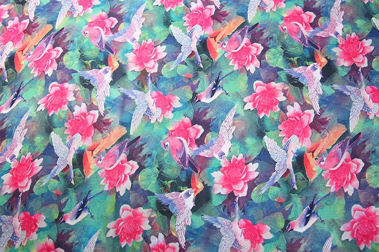 Mới nhất hoa kỹ thuật số thiết kế vải in lụa softshell nursery in vải 