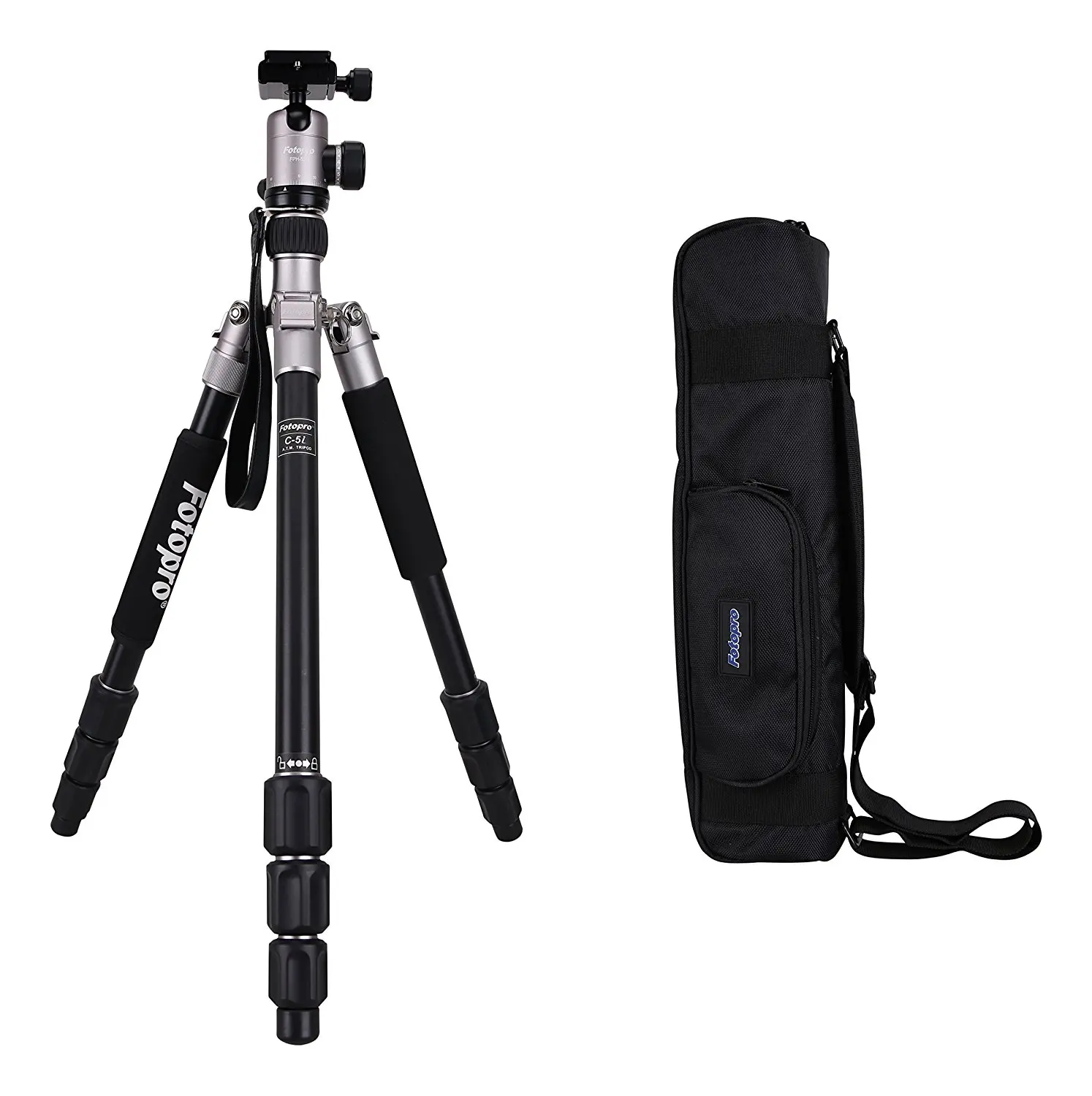 Fotopro C5i 62.6" Folding Monopod/Tripod with FPH-52Q Ball Head (Titanium)