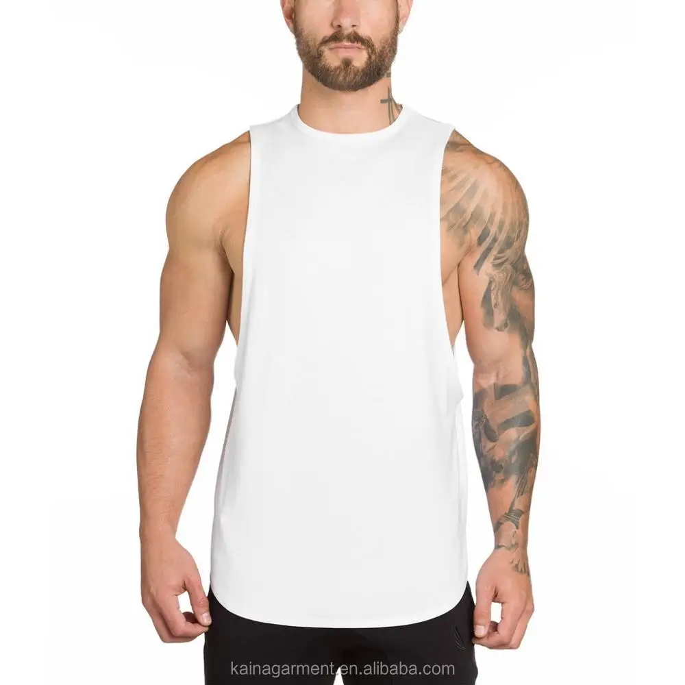 Custom Logo Tank Top Wholesale Bulk Black Cotton Mens Stringer Gym
