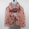 High Quality Silver Gold Rose Gold Red Foil Bronzing Long Scarf with Christmas Printing For Women and Men Scarf Hijab