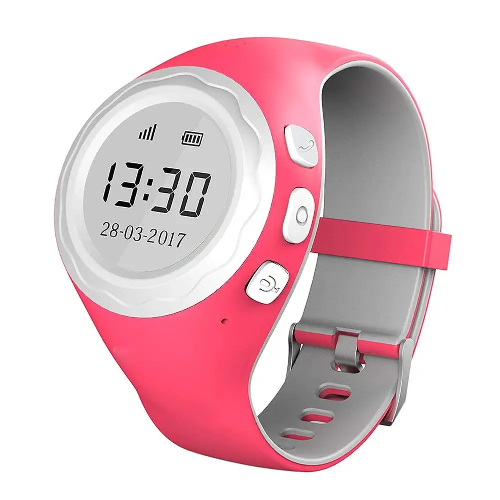 Children GPS Tracker Watch, G2 Smart Positioning Watch Children GPS Anti-lost SOS Remote Monitor Mobile Phone Alarm Mini Child Bracelet for Children Safety, Bluetooth Phone Call Watch (pink)