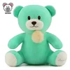 Embroider LOGO Custom Cute Teddy Bear Soft Toy With Fuzzy Ball Wholesale Cartoon Stuffed Animal Foam Plush Toy Green Teddy Bear