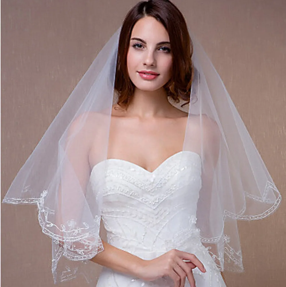 wedding veils with color trim