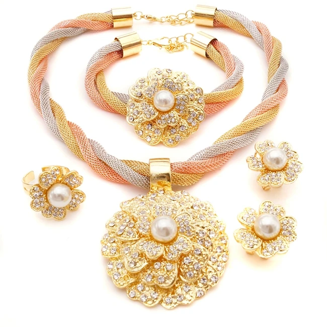 Dubai New Gold Chain For Women New-designed 24k Golden Pendant Flower ...