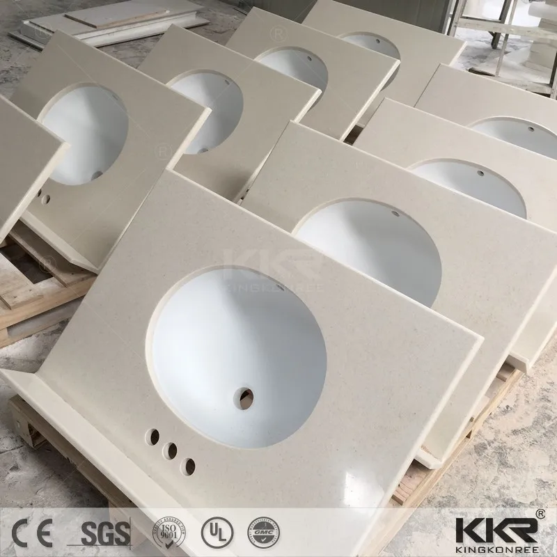 Counter Top Acrylic Molded Integrated All In One Bathroom Sink And