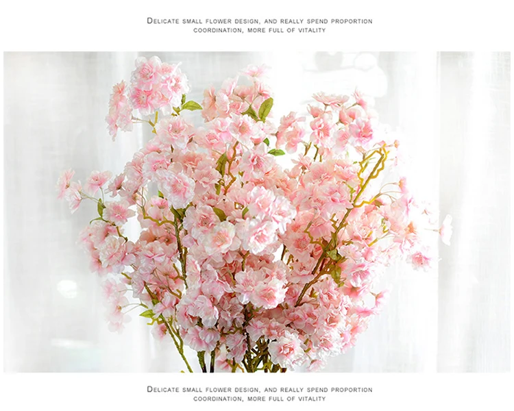 3 x fiori di ciliegio Fiori Seta Artificiale Fiori di Ciliegio rami rami Rosa 41cm 