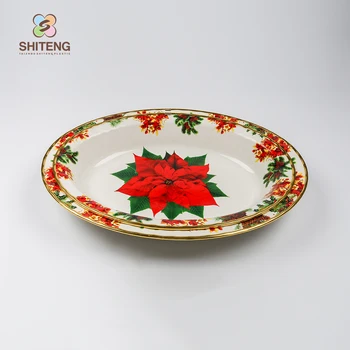 Whole Dinnerware Rose Gold Rim Plated Serving Tray Golden Whole Dinnerware Rose Gold Rim Plated Serving Tray