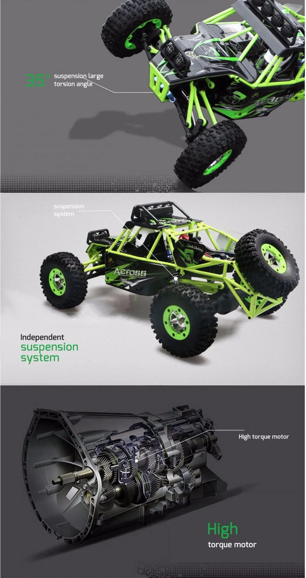 WLtoys 12428 1:12 4WD Truck RTR – Verde, Con Mod Posteriore E Luci