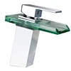 Single Hole LED Light Glass Bathroom Waterfall Sink Faucets Basin Tap Brass Fitting
