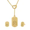 Wholesale Religious Jewelry Adjustable Chains Gold Color Mother Of God Pendant Necklace Earring Set