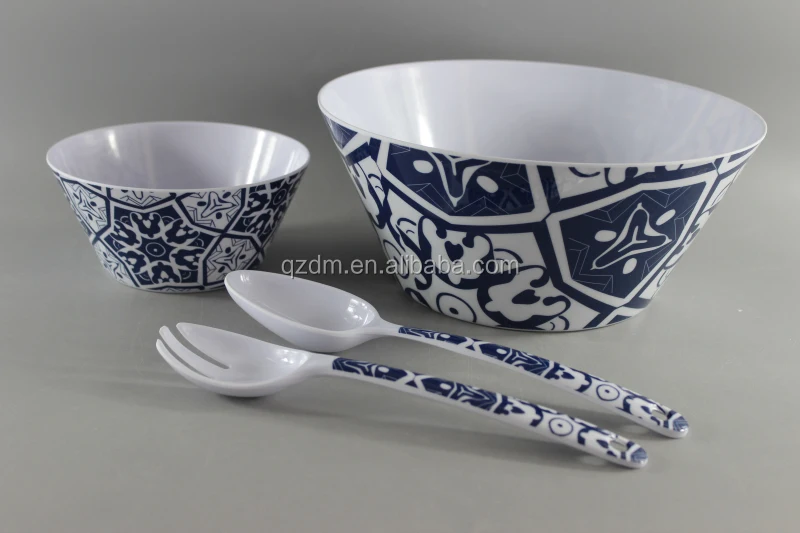 7 Pcs Melamine Salad Bowl With Salad Spoon And Fork Foodgarde