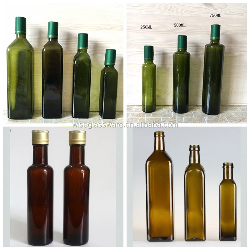 Cheap 250ml 8oz Dark Green Glass Olive Oil Bottle For Virgin Olive Oil