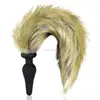 High quality vibrator butt plug with fox tail for anal sex toy