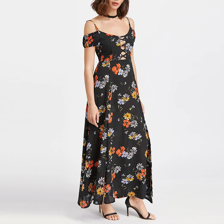 floral print chiffon maxi dress