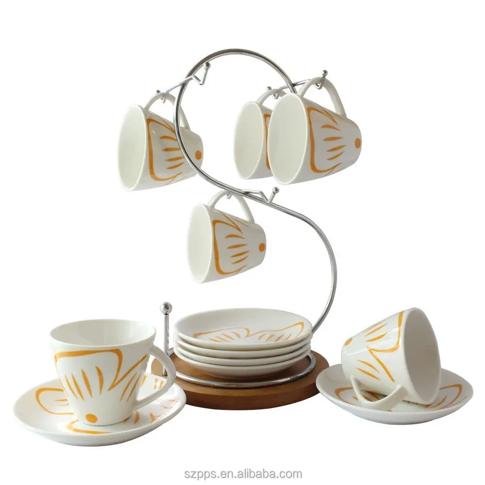 Tableware Fl Design Ceramic Coffee Mug Saucer Set Tea Espresso Cup With Stand Pack Of 6 Cups Saucers And Tableware Fl Design Ceramic Coffee Mug Saucer Set Tea Espresso Cup With Stand Pack Of 6 Cups Saucers And
