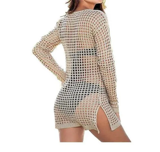 long sleeve crochet beach cover up