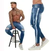 GINGTTO Mens New Jean Pant Stretch Skinny Denim Pants For Men Damaged Ripped Jeans Spray White Sideseam jeans en turquie