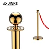 Golden rose color classical circle top Queue Barrier line post Red Velvet Rope Airport Usage