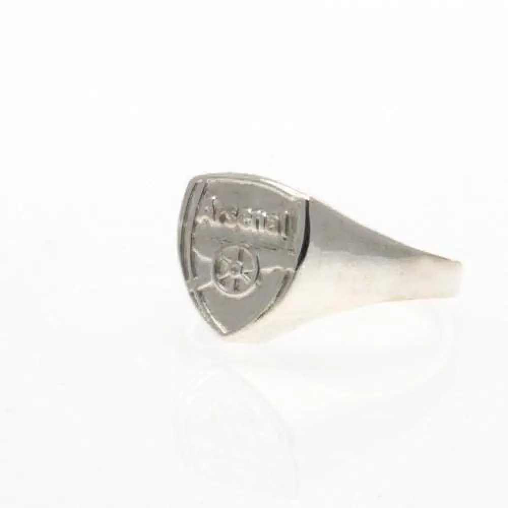 Football Gifts - Arsenal Fc Gift Ideas - Official Arsenal Fc Silver Plated Crest Ring (Small) - A Great Present For Football Fans