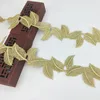 Free sample gold leaf lace trim for cloth 2.3 inch wide wholesale