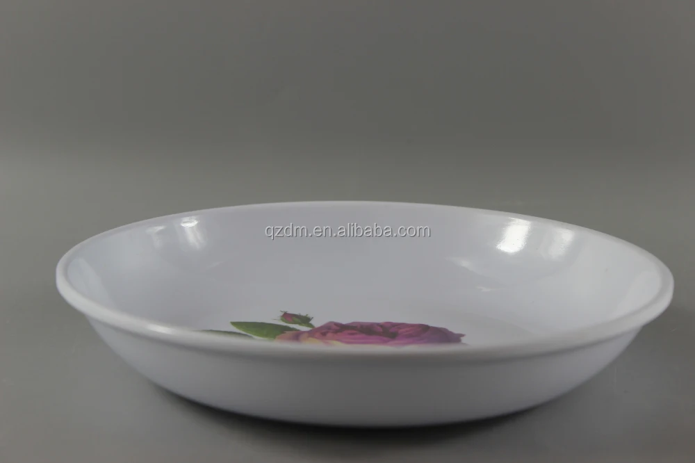Romantic Rose Printing Melamine Soup Plates,Melamine Deep Plates