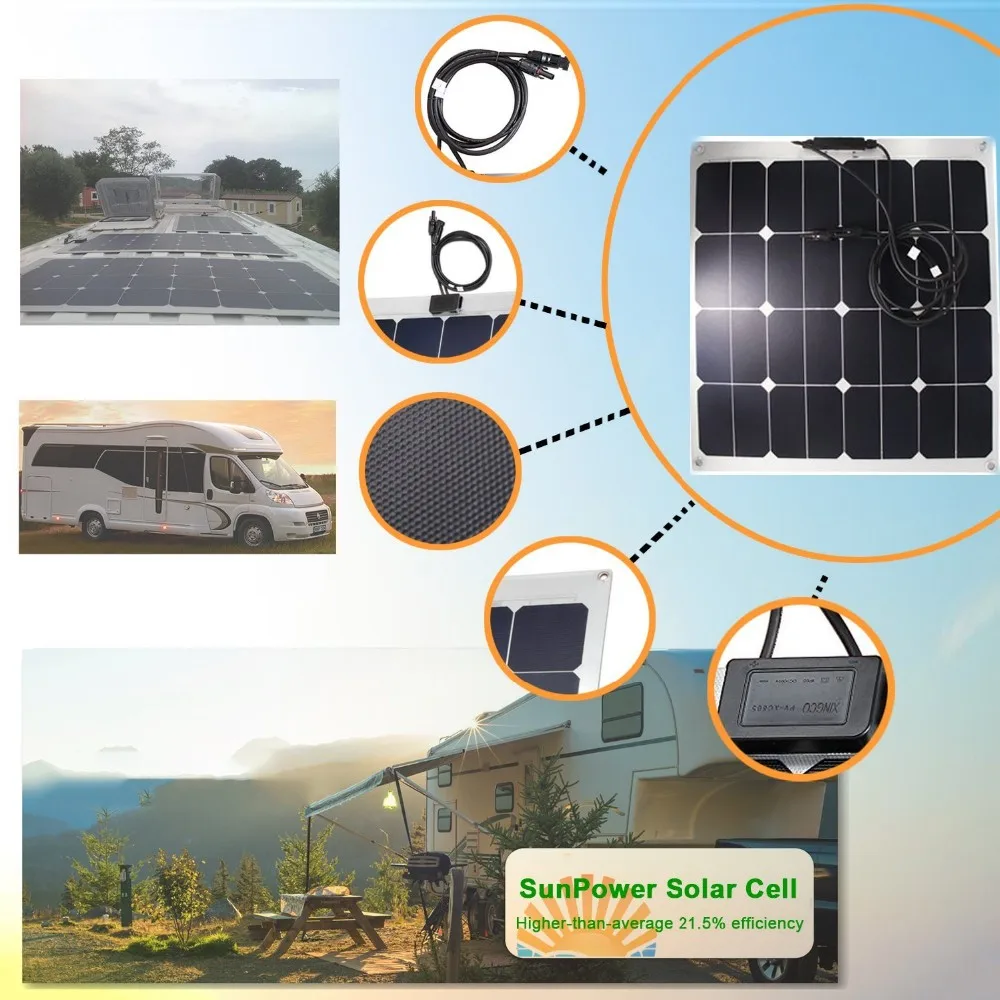 12v 18v 24v Top Quality Etfe Lamination Sunpower Cell Semi Flexible