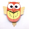 2019 Best selling new design home decor 3D digital cartoon owl swing tail wall clock