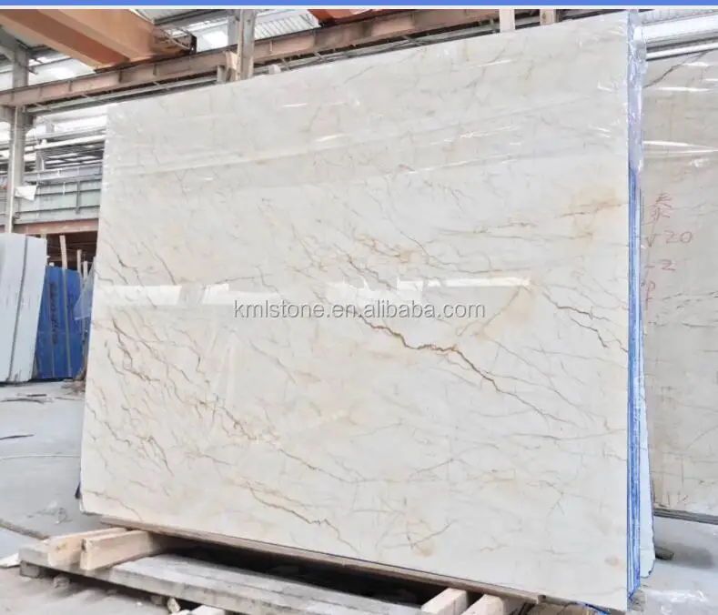 Top Cream With Gold Veins Marble