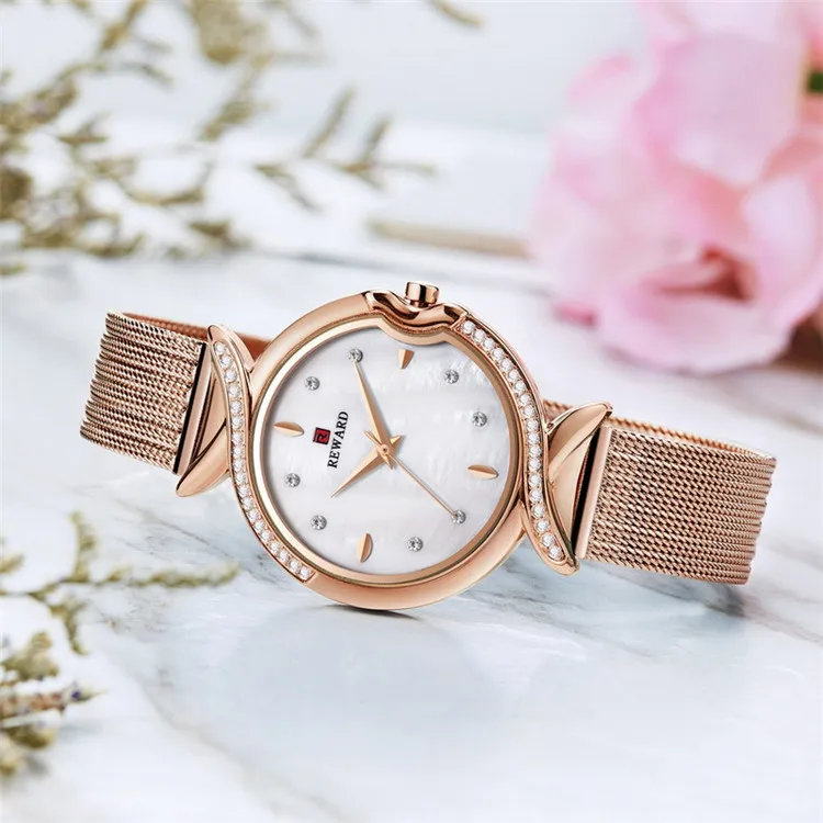 手表奢华品牌时尚石英女士水钻手表手表简单玫瑰金时钟 - buy quartz