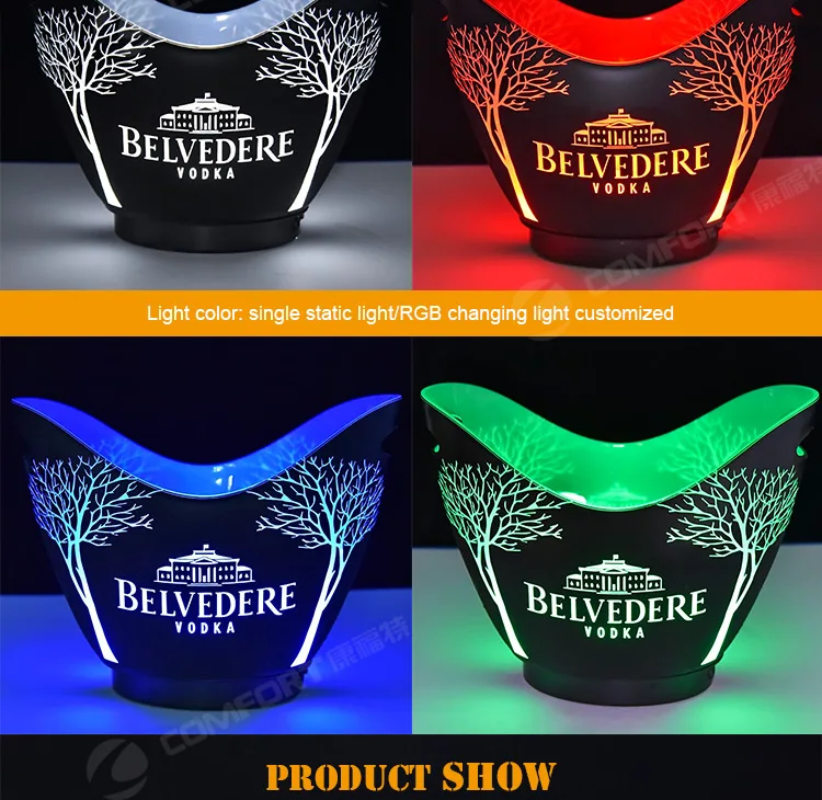 2021 New Design Oil Painted Plastic Led Light Up Ice Bucket Acrylic For