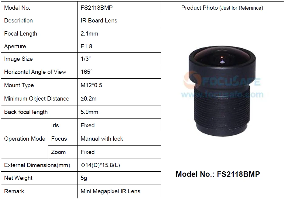 2022 New Cctv Lens Cctv Lens 2.1mm Wide Angle Dfov 170 Degree Ir M12